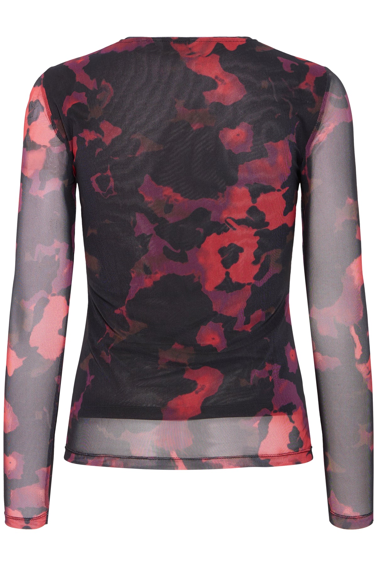 B.Young Bypaloma Barbados Burgundy Red Printed Long Sleeve Mesh Top