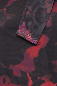 B.Young Bypaloma Barbados Burgundy Red Printed Long Sleeve Mesh Top