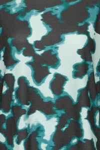 B.Young ByPieta Blurry Green Abstract Printed Knitted Pullover