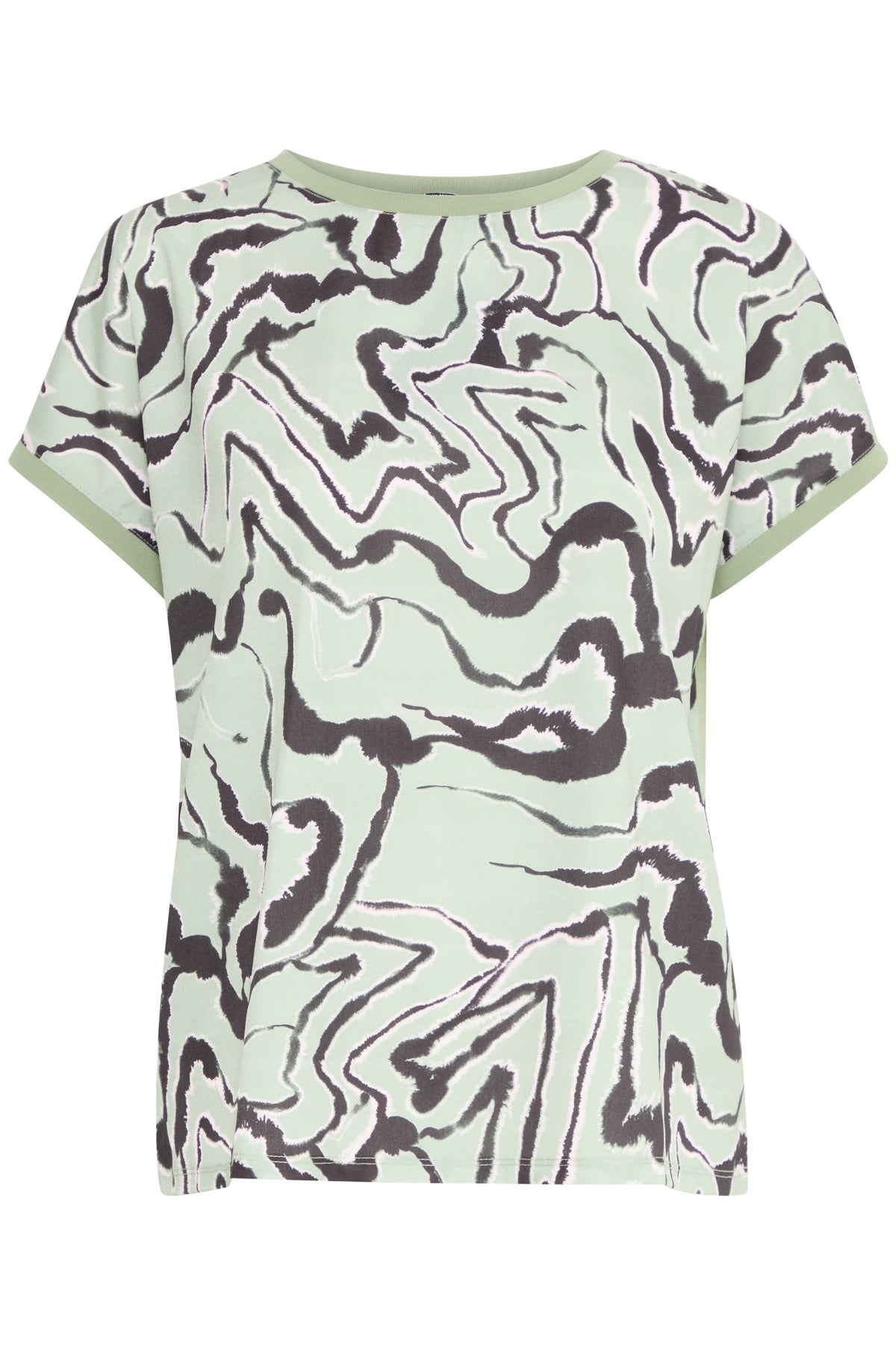 B.Young Bypanya Green Tea Abstract Printed Front T-Shirt, 20816337
