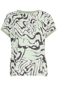 B.Young Bypanya Green Tea Abstract Printed Front T-Shirt, 20816337