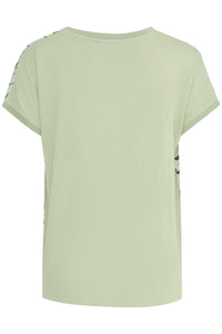 B.Young Bypanya Green Tea Abstract Printed Front T-Shirt, 20816337
