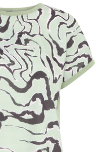 B.Young Bypanya Green Tea Abstract Printed Front T-Shirt, 20816337