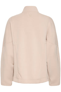 B.Young ByPusti String Beige Modal Oversized Half Zip Sweatshirt