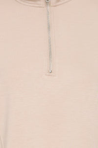 B.Young ByPusti String Beige Modal Oversized Half Zip Sweatshirt