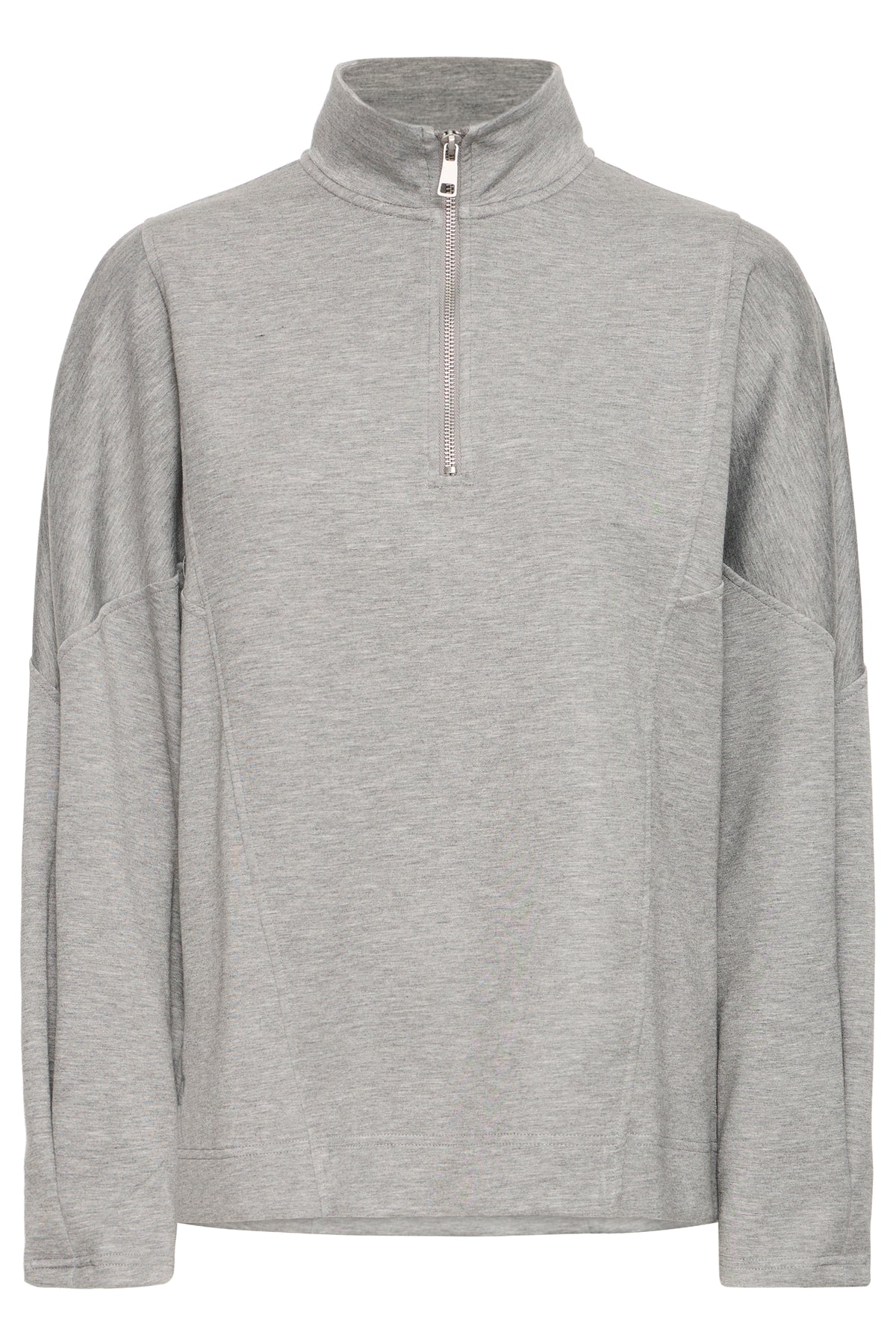 BACK IN STOCK - B.Young ByPusti Mid Grey Melange Modal Oversized Half Zip Sweatshirt