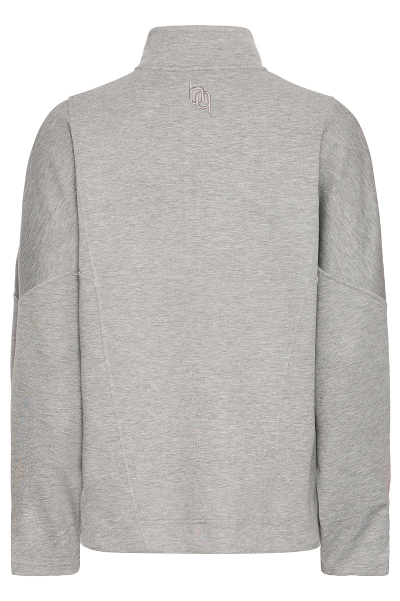 BACK IN STOCK - B.Young ByPusti Mid Grey Melange Modal Oversized Half Zip Sweatshirt