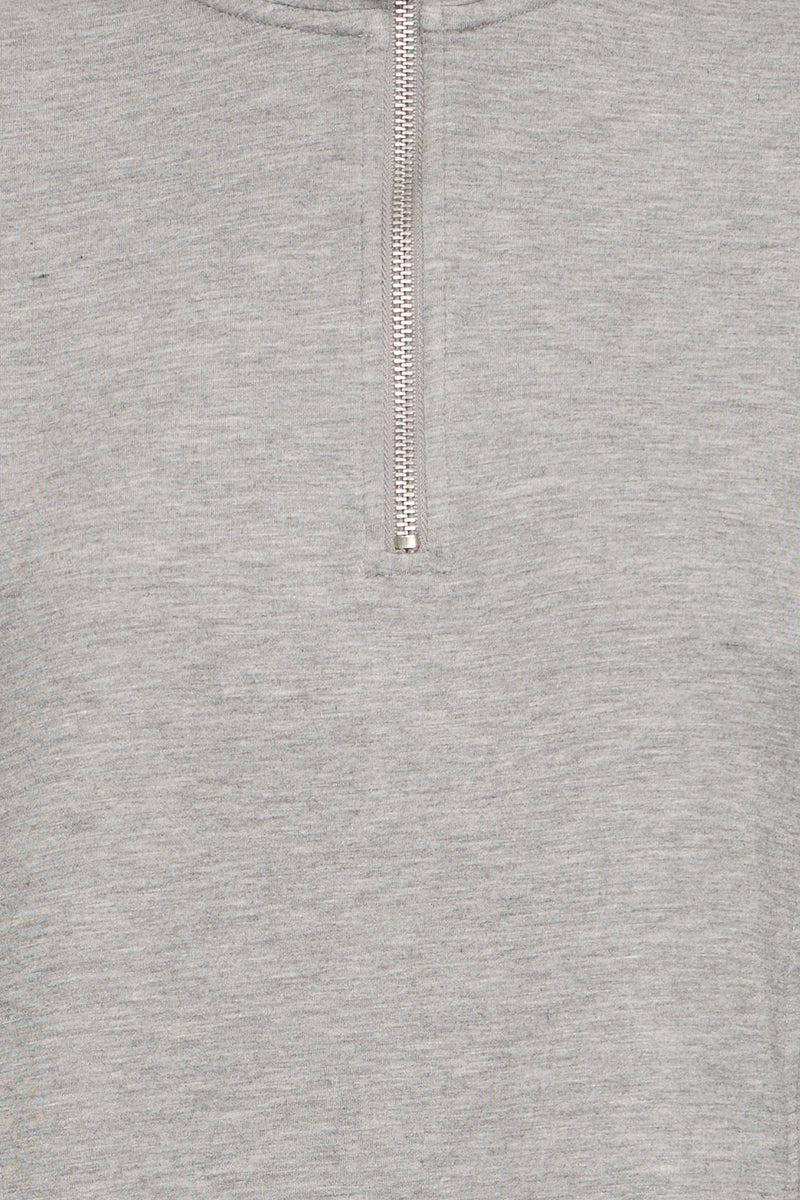 BACK IN STOCK - B.Young ByPusti Mid Grey Melange Modal Oversized Half Zip Sweatshirt