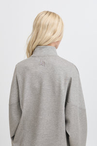 BACK IN STOCK - B.Young ByPusti Mid Grey Melange Modal Oversized Half Zip Sweatshirt