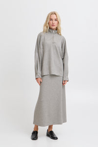 BACK IN STOCK - B.Young ByPusti Mid Grey Melange Modal Oversized Half Zip Sweatshirt
