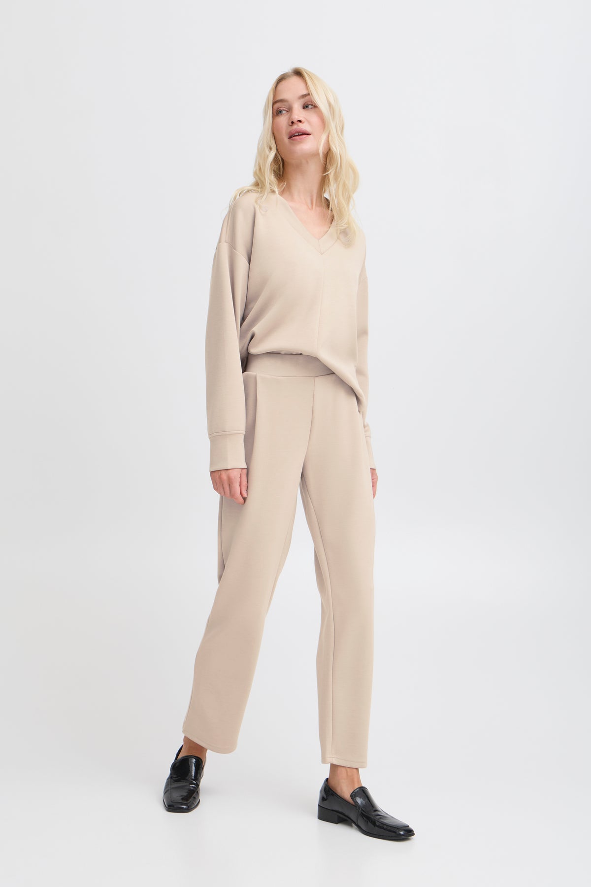 B.Young ByPusti String Beige Modal Straight Leg Joggers