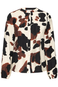 B.Young ByIhamma Birch Cow Print Blouse