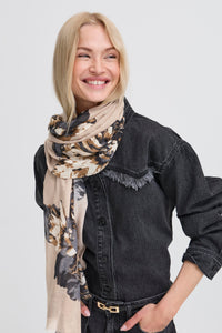 B.Young ByWallam String Beige Floral Print Scarf