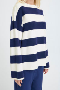 B.Young ByOtari Medieval Blue Striped Supersoft Knit