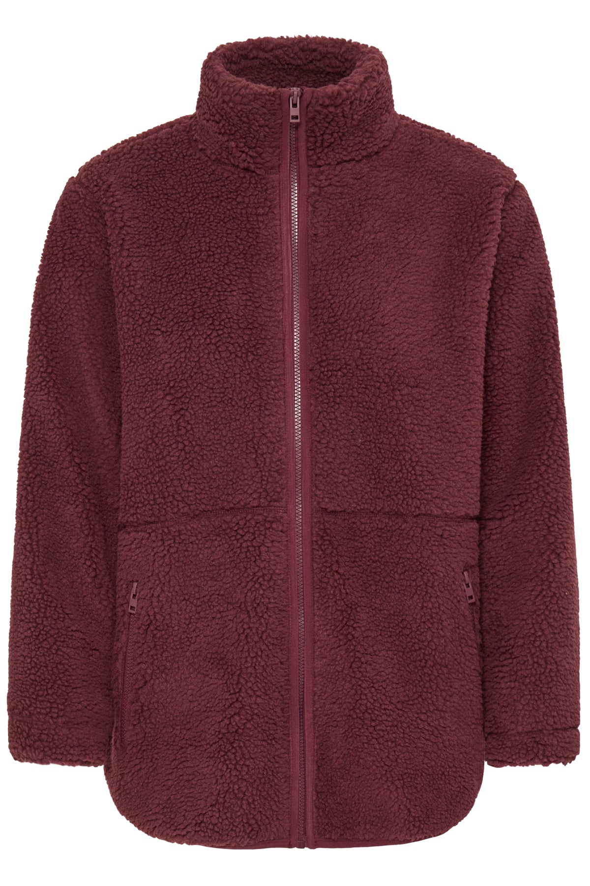 B.Young ByAlea Fig Burgundy Longline Teddy Fleece Jacket