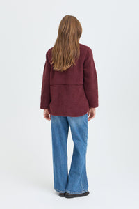 B.Young ByAlea Fig Burgundy Longline Teddy Fleece Jacket
