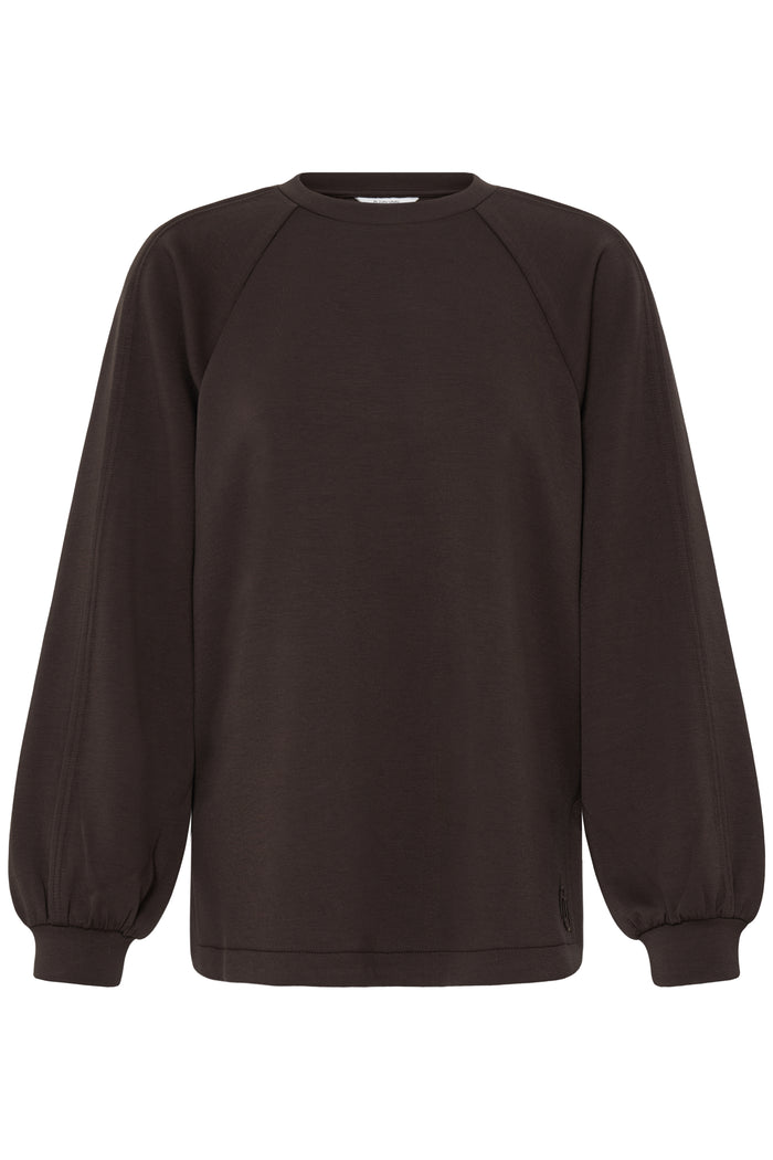 B.Young ByPusti Java Brown Modal Sweatshirt with Dipped Hem