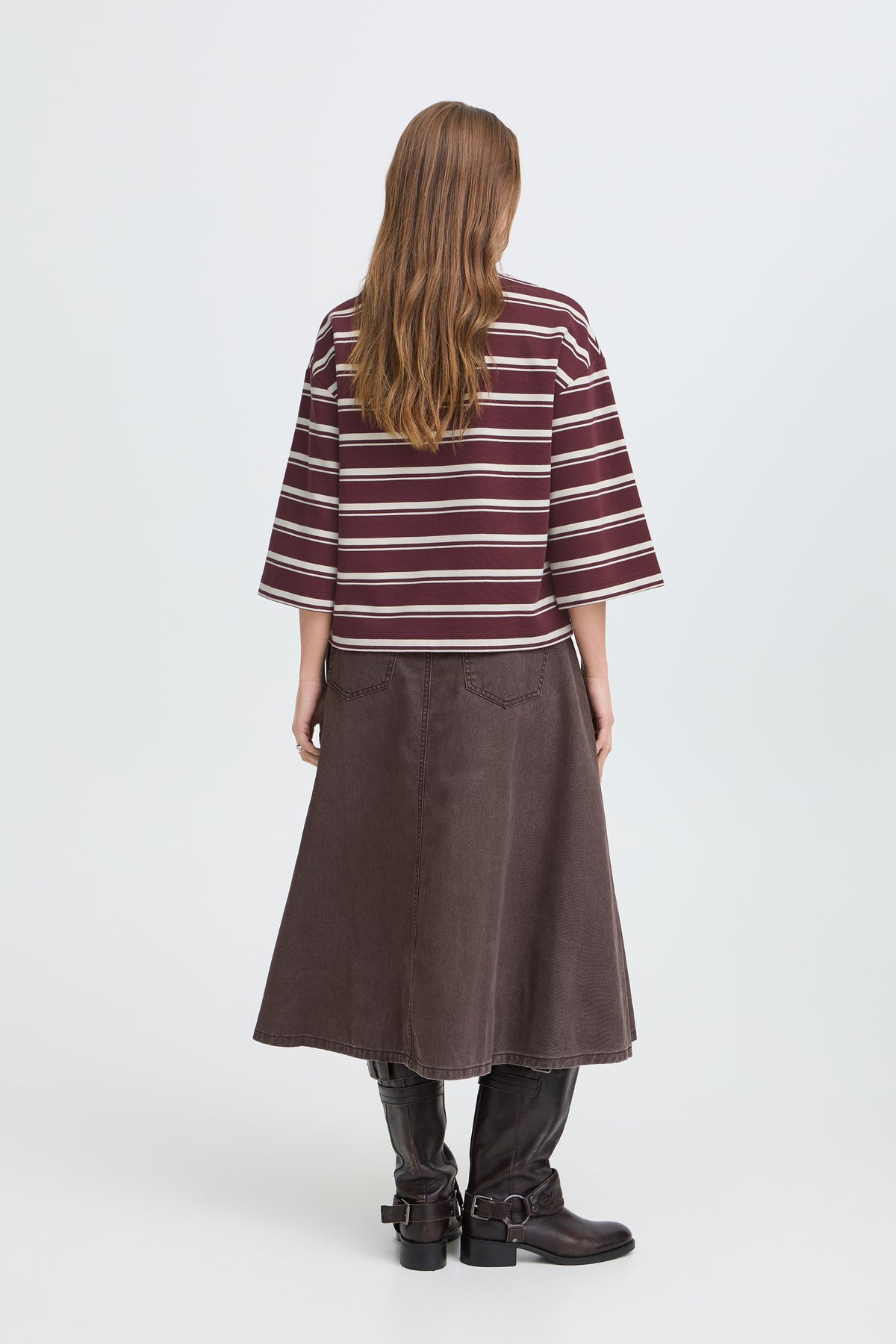 B.Young ByPelda Fig Stripe 3/4 Sleeve T-Shirt