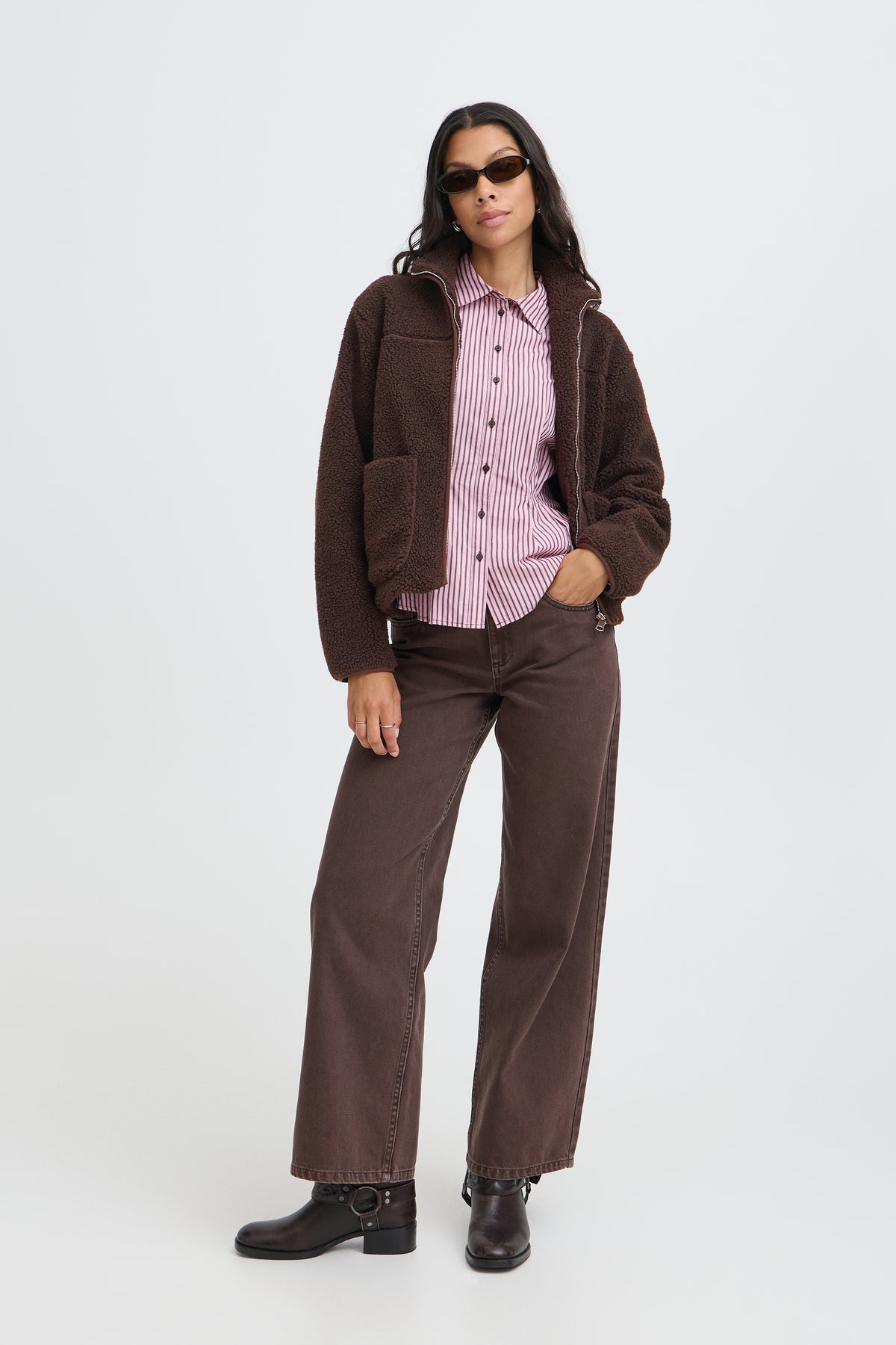 B.Young ByAlea Java Brown Teddy Fleece Jacket, 20819740
