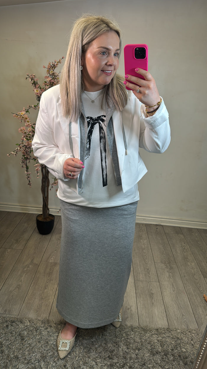 Access Fashion Grey Sports Luxe Ankle Length Sweatskirt