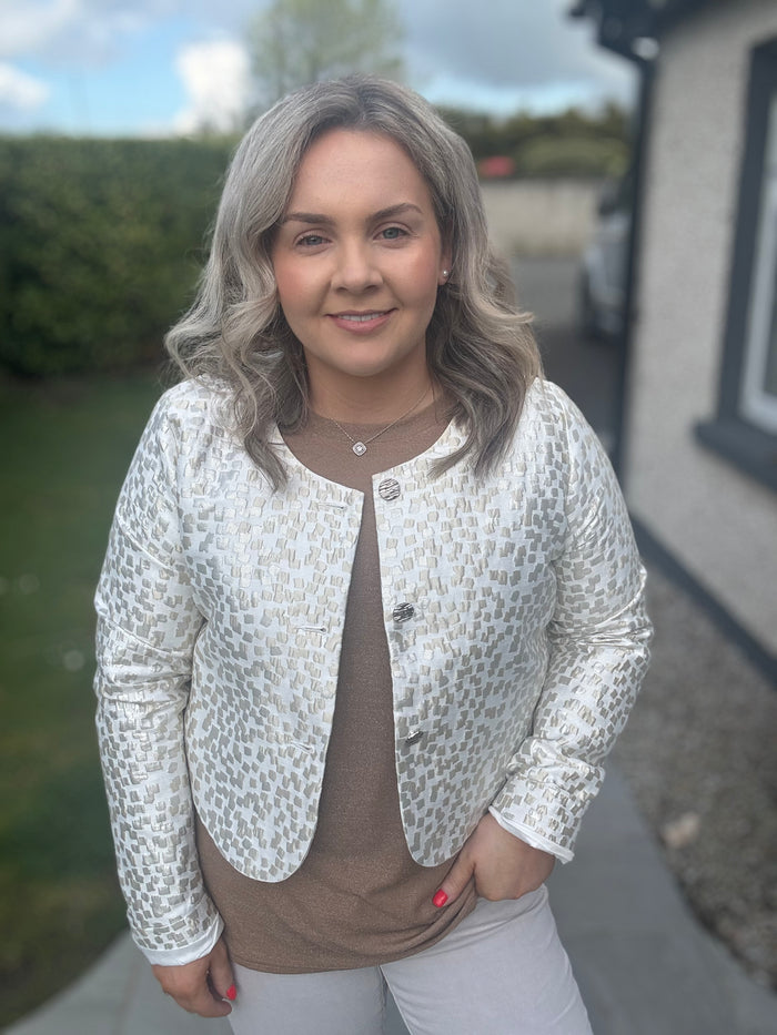 Coster Copenhagen Ice Metallic Jacquard Cropped Jacket