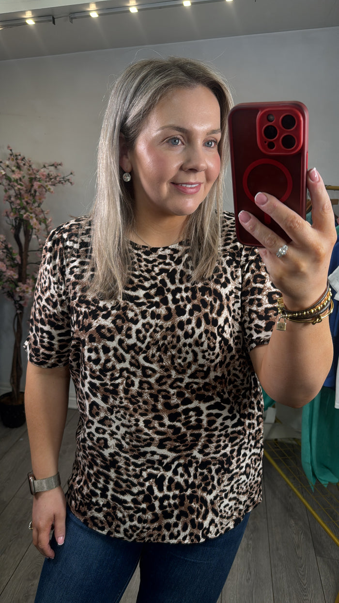 B.Young Bymmjoella Birch Leopard Print Top