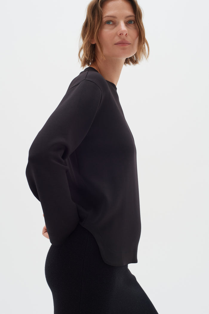 InWear Gincent Black Modal Supersoft Dipped Hem Sweatshirt