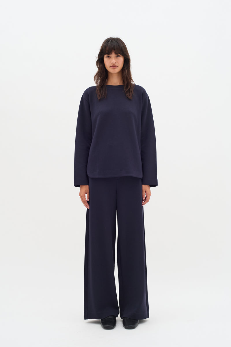 InWear Gincent Marine Blue Modal Supersoft Dipped Hem Sweatshirt