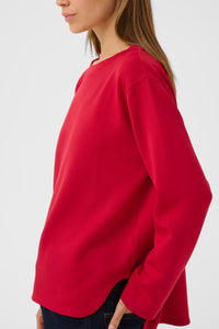 InWear Gincent True Red Modal Supersoft Dipped Hem Sweatshirt