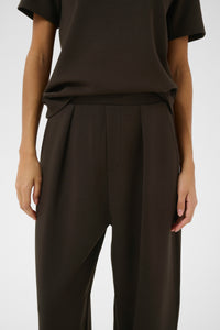BACK IN STOCK - InWear PannieIW Chocolate Brown Modal Barrel Leg Ankle Length Trousers