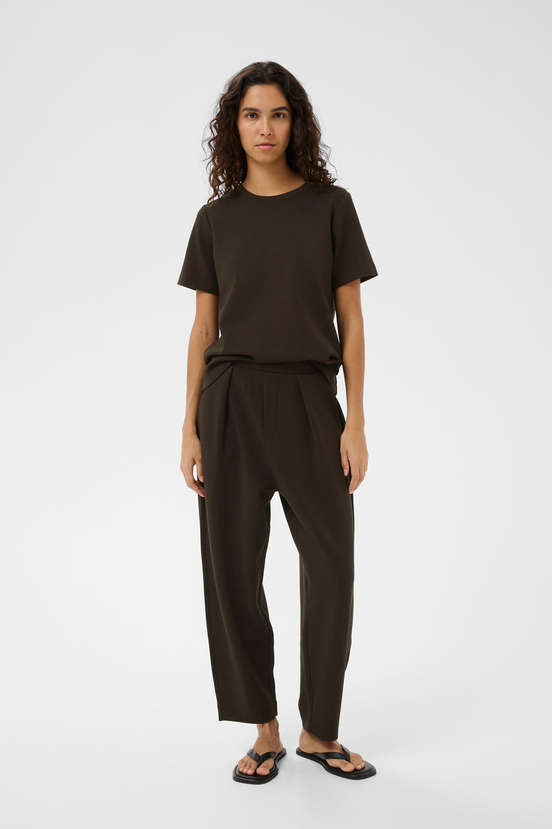 BACK IN STOCK - InWear PannieIW Chocolate Brown Modal Barrel Leg Ankle Length Trousers