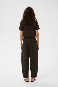 BACK IN STOCK - InWear PannieIW Chocolate Brown Modal Barrel Leg Ankle Length Trousers