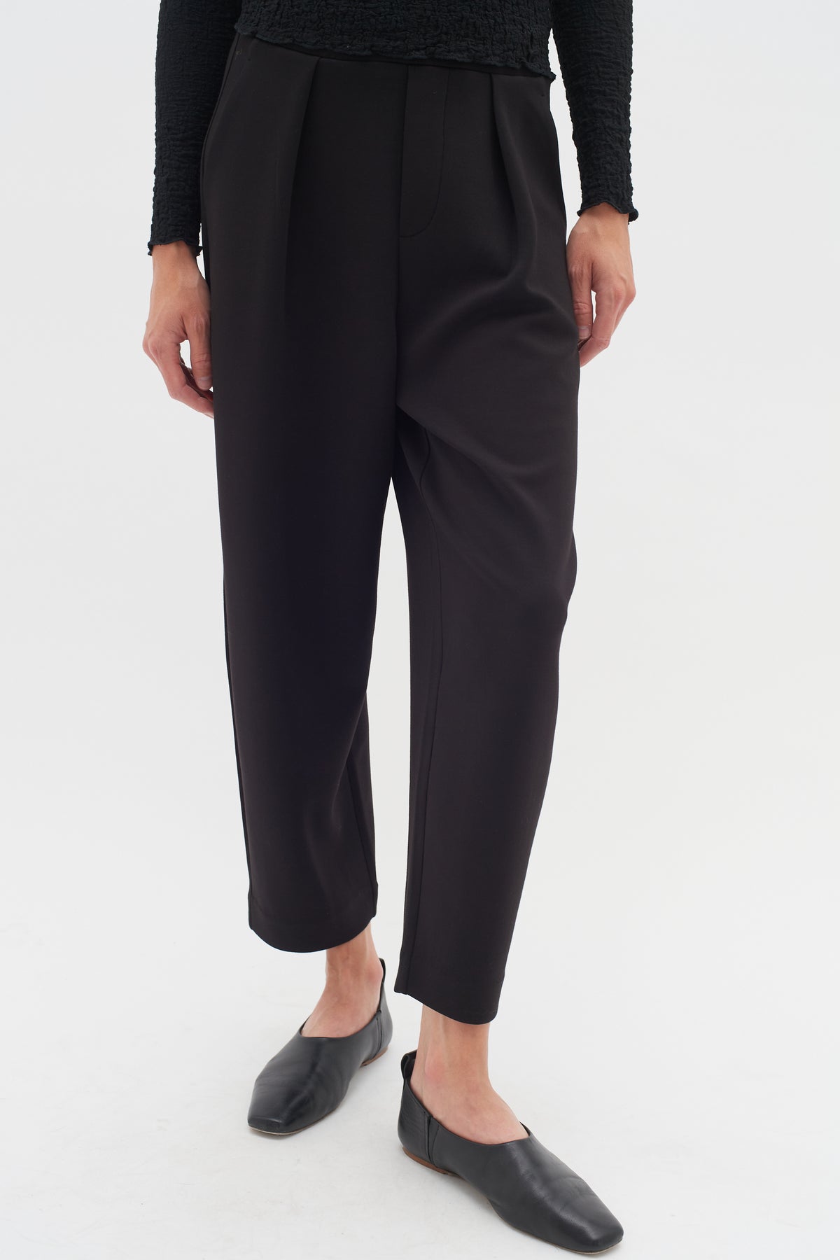 InWear PannieIW Black Modal Barrel Leg Ankle Length Trousers