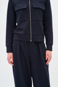 InWear PannieIW Marine Blue Modal Barrel Leg Ankle Length Trousers