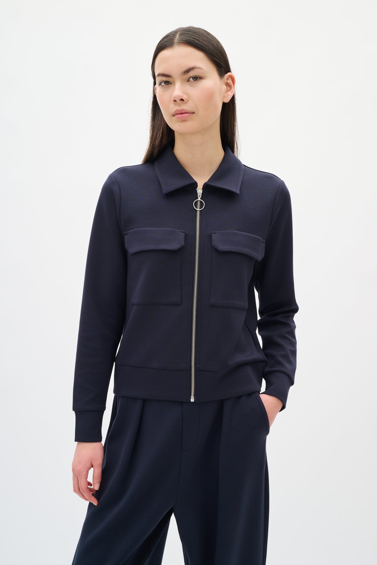 InWear PannieIW Marine Blue Modal Barrel Leg Ankle Length Trousers