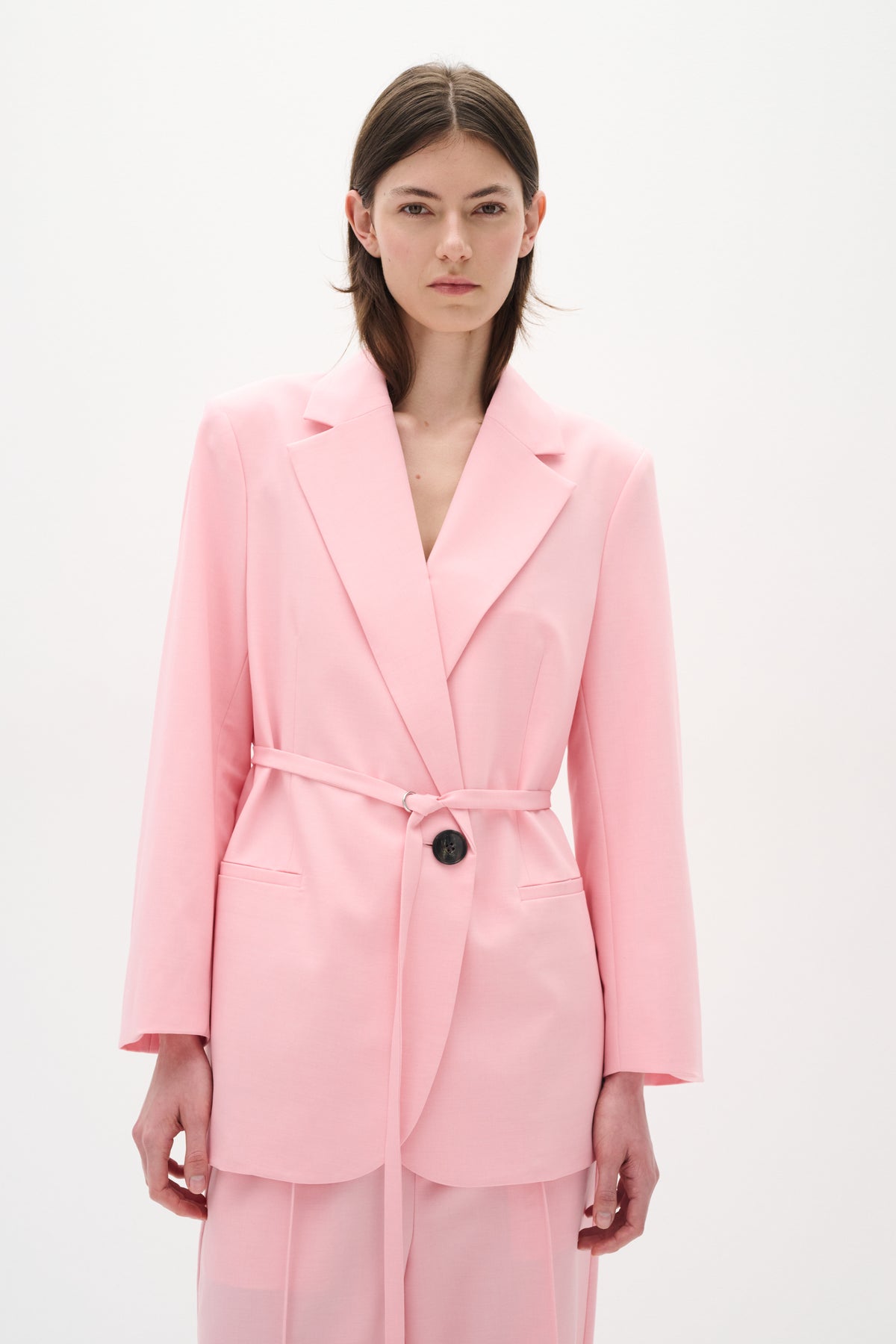 InWear Naxa Baby Pink Oversized Longline Blazer