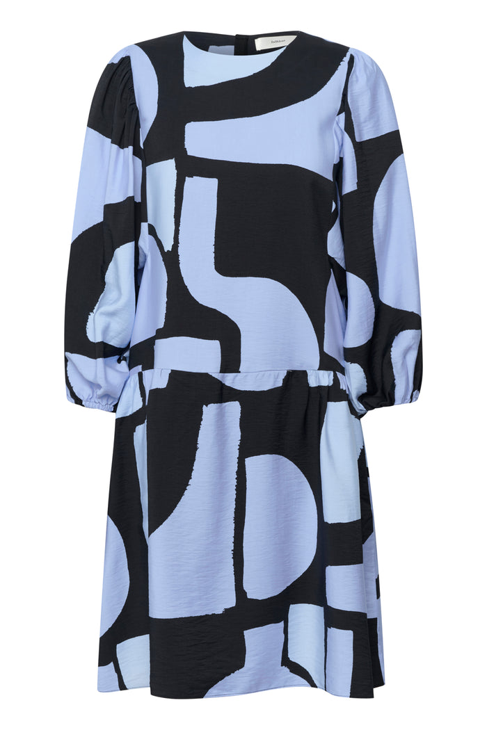 InWear CominoIW Baby Blue Block Printed Layered Hem Dress, 30110236