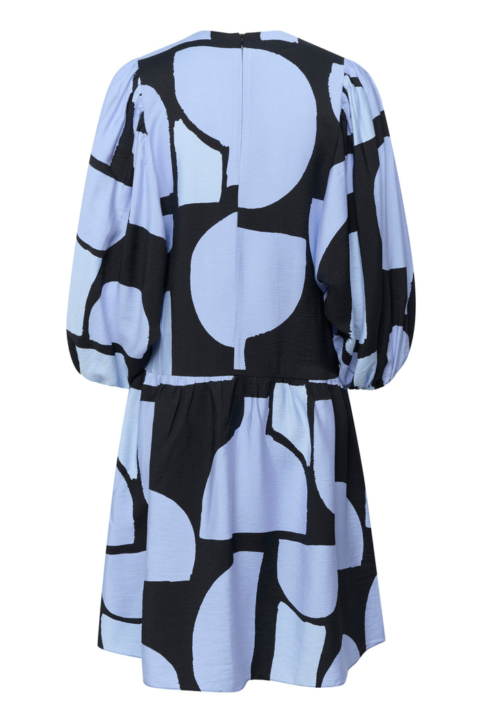 InWear CominoIW Baby Blue Block Printed Layered Hem Dress, 30110236