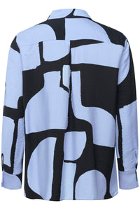 InWear CominoIW Baby Blue Block Printed Longline Shirt