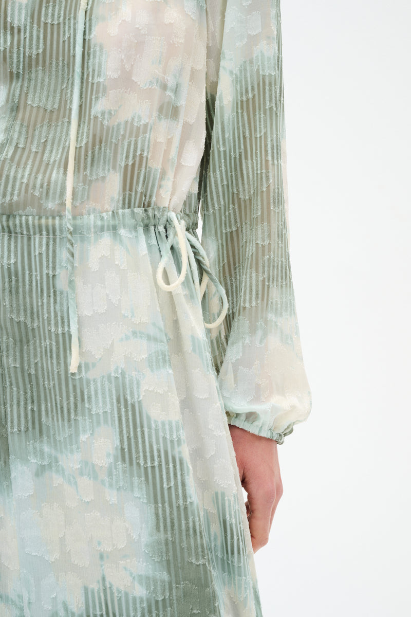 InWear Cielle Sage Green Abstract Printed Long Dress