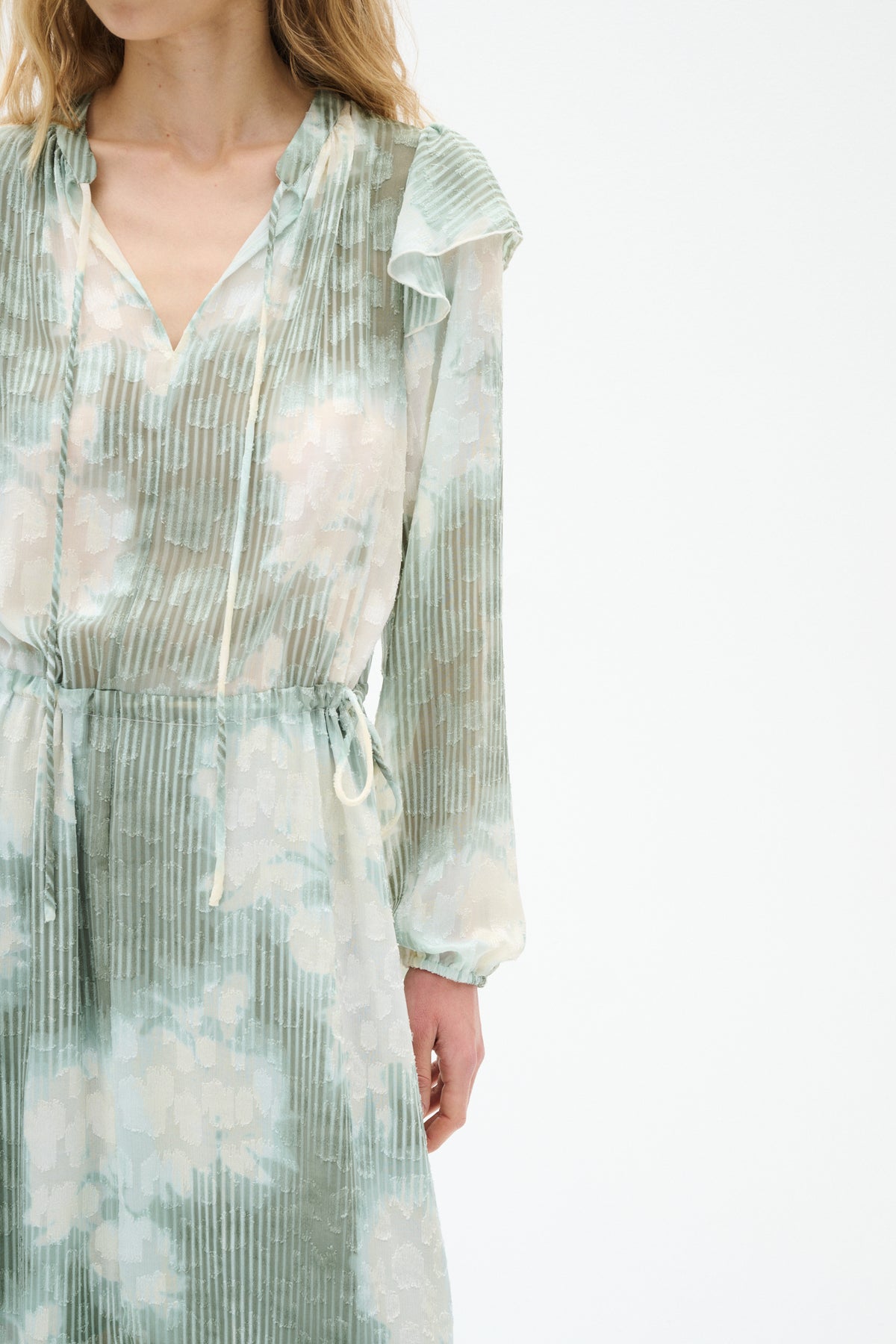 InWear Cielle Sage Green Abstract Printed Long Dress