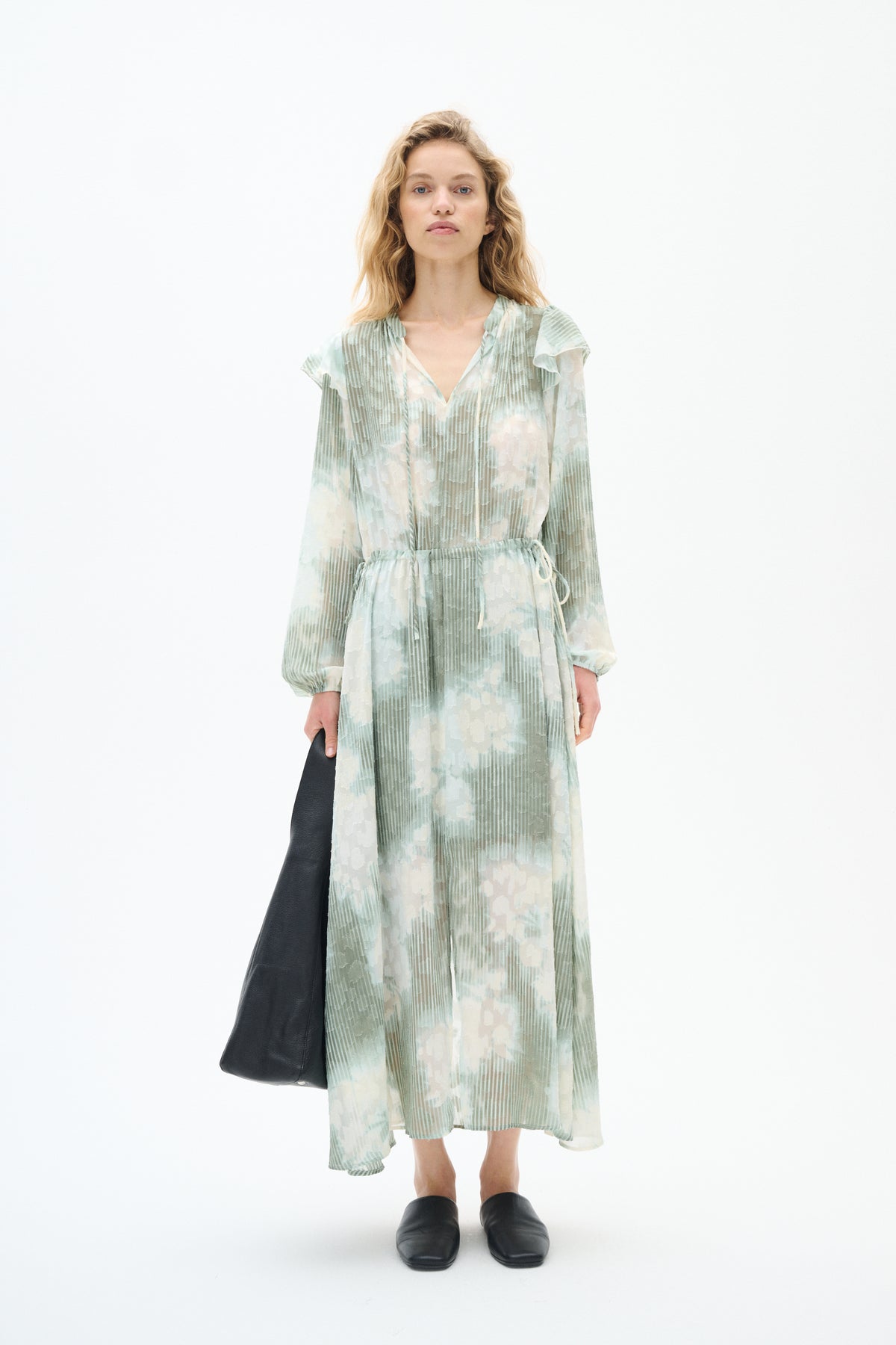 InWear Cielle Sage Green Abstract Printed Long Dress