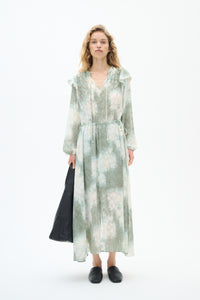 InWear Cielle Sage Green Abstract Printed Long Dress