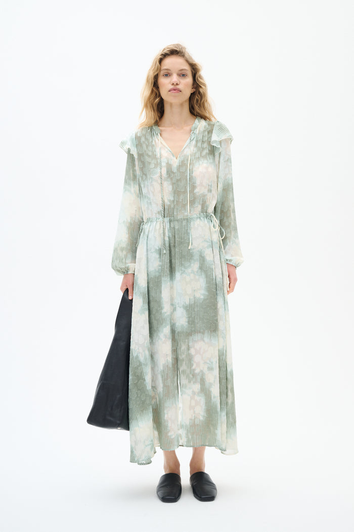 InWear Cielle Sage Green Abstract Printed Long Dress
