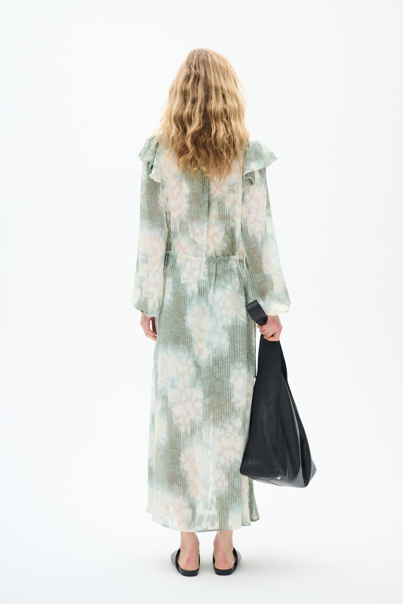 InWear Cielle Sage Green Abstract Printed Long Dress