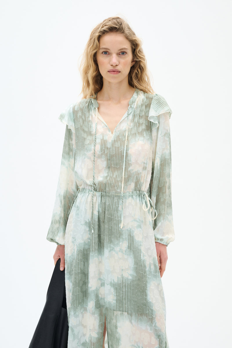 InWear Cielle Sage Green Abstract Printed Long Dress