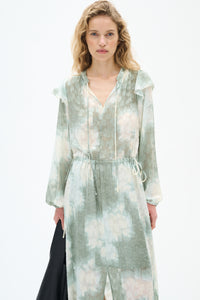 InWear Cielle Sage Green Abstract Printed Long Dress