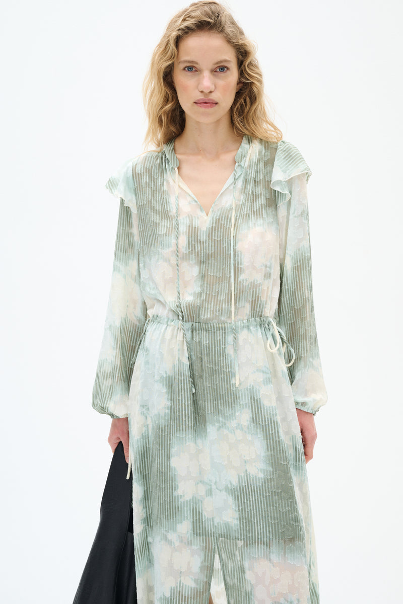 InWear Cielle Sage Green Abstract Printed Long Dress