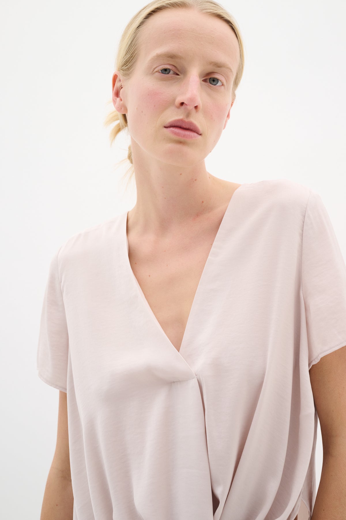 InWear Kinley Haze Beige Twist Front V-Neck Blouse