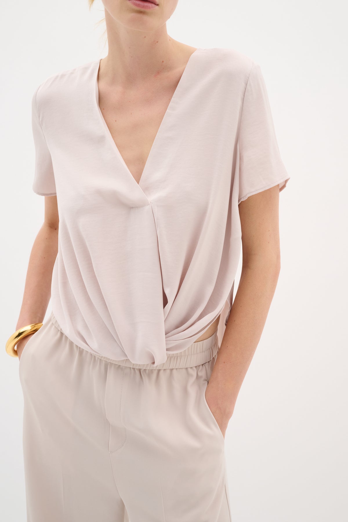 InWear Kinley Haze Beige Twist Front V-Neck Blouse